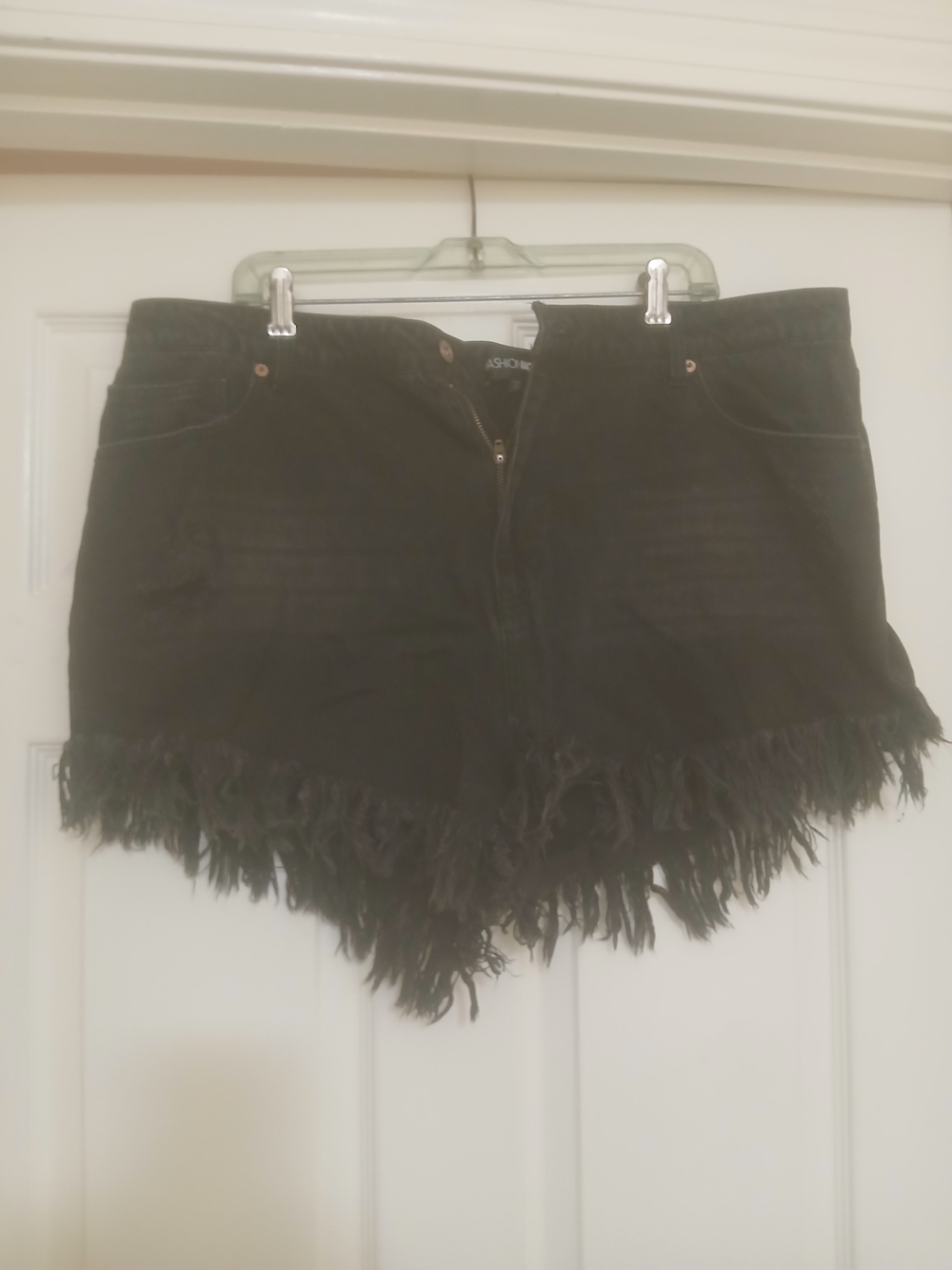 Fashion Nova Black Frayed Hem Denim Cutoff Shorts